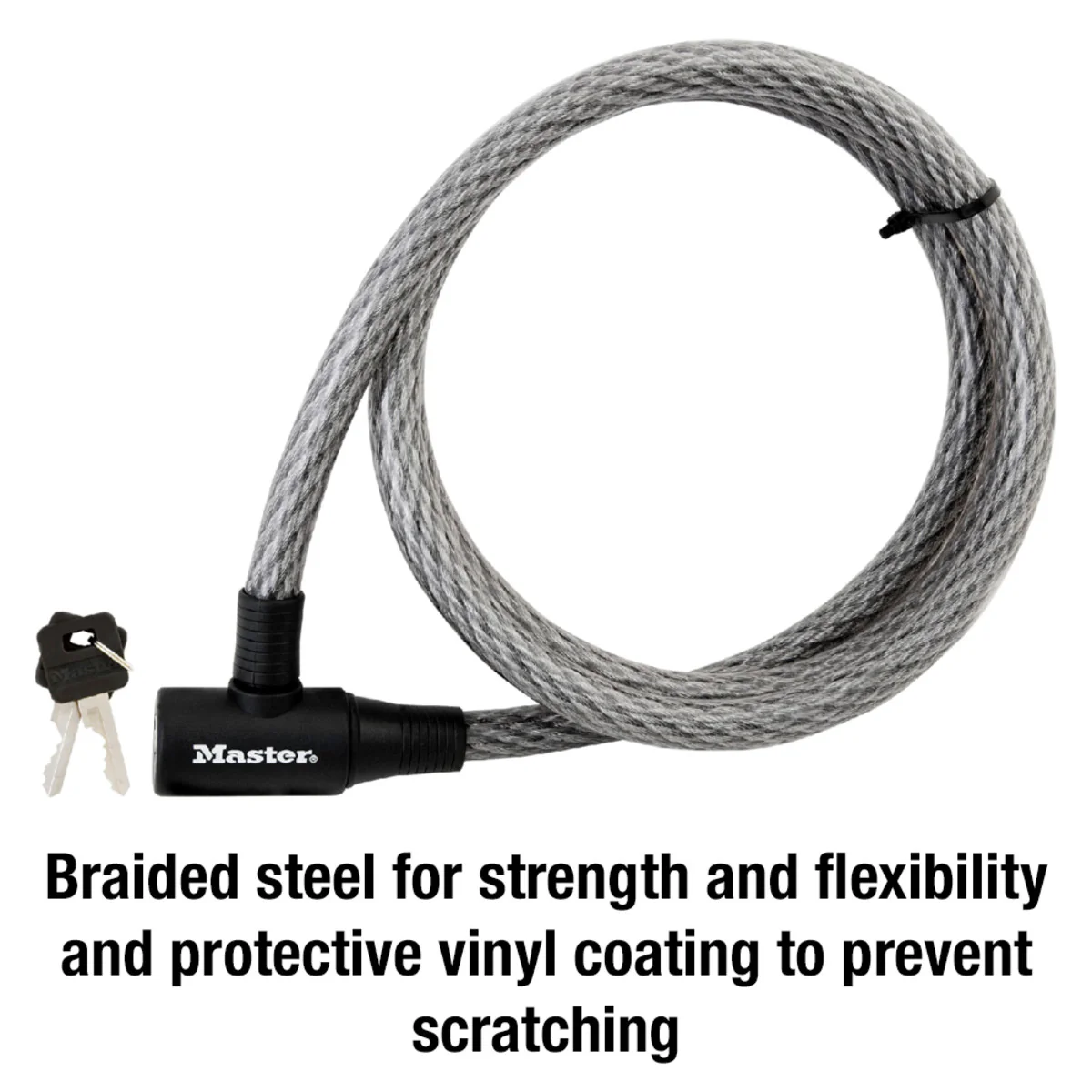 Heavy Duty Keyed Braided Steel Cable Lock, 6 ft x 5/8 in - Image 4