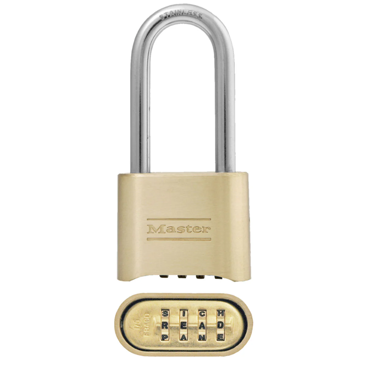 2in (51mm) Wide Set Your Own WORD Combination Solid Body Padlock - Image 2